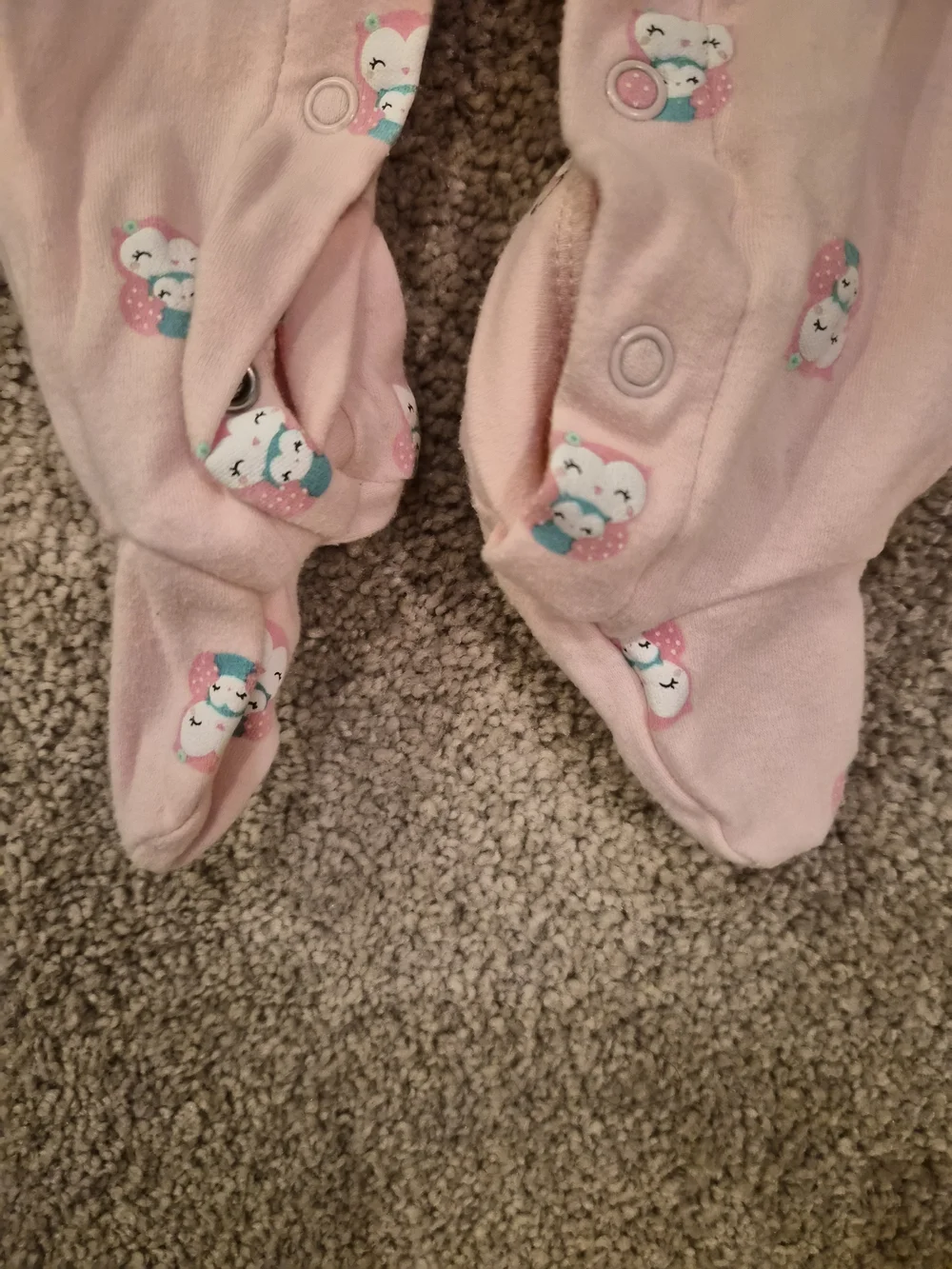 Girls Pink Owl-Print Baby One-Piece Footed Pajamas 3-6 Months